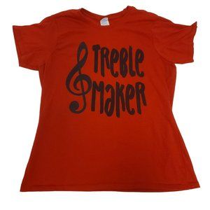 Port & Company Treble Maker T-Shirt Treble Clef Note Red Black Women's XL
